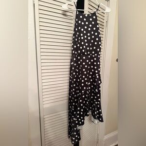 Black polka dot dress, high neck
